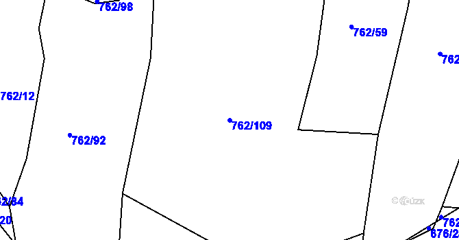 Parcela st. 762/109 v KÚ Tlumačov u Domažlic, Katastrální mapa