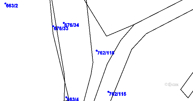 Parcela st. 762/118 v KÚ Tlumačov u Domažlic, Katastrální mapa