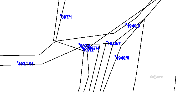 Parcela st. 807/4 v KÚ Tlumačov u Domažlic, Katastrální mapa