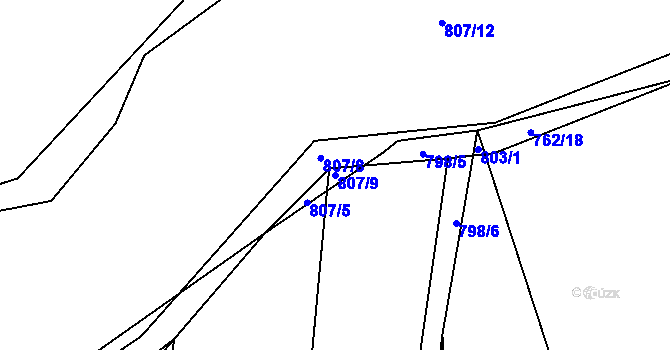 Parcela st. 807/9 v KÚ Tlumačov u Domažlic, Katastrální mapa