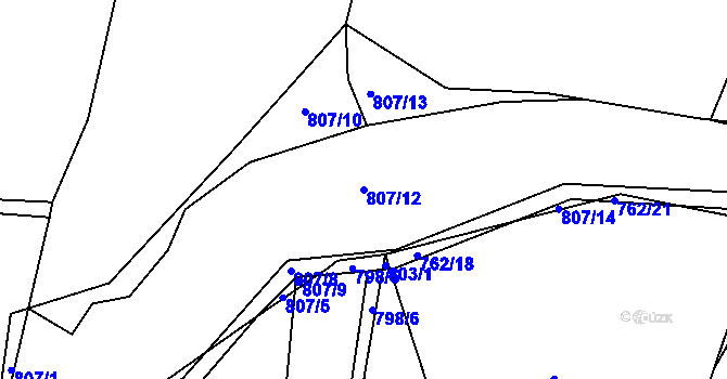Parcela st. 807/12 v KÚ Tlumačov u Domažlic, Katastrální mapa