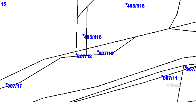 Parcela st. 807/19 v KÚ Tlumačov u Domažlic, Katastrální mapa