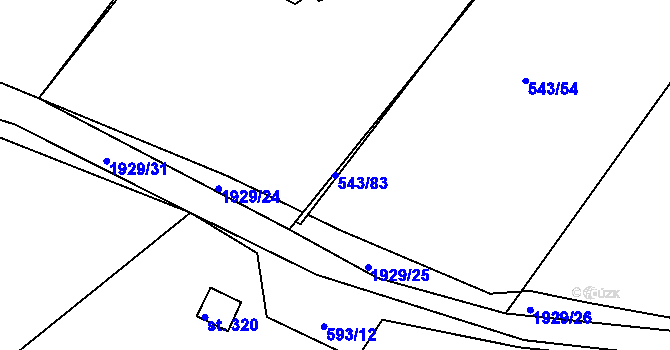 Parcela st. 543/83 v KÚ Tlumačov u Domažlic, Katastrální mapa