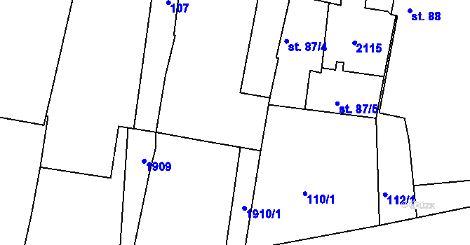 Parcela st. 85/2 v KÚ Tlumačov u Domažlic, Katastrální mapa