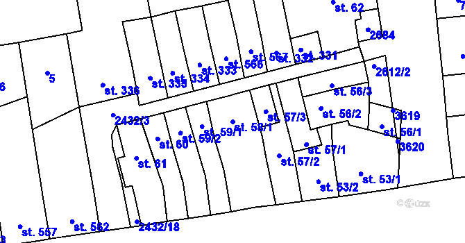 Parcela st. 58/1 v KÚ Tlumačov na Moravě, Katastrální mapa