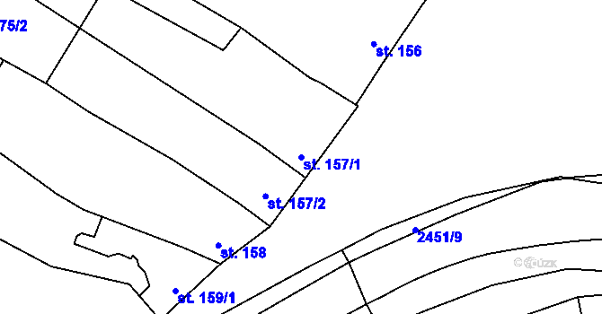 Parcela st. 157/1 v KÚ Tlumačov na Moravě, Katastrální mapa