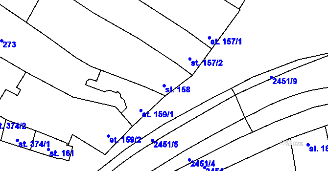 Parcela st. 158 v KÚ Tlumačov na Moravě, Katastrální mapa