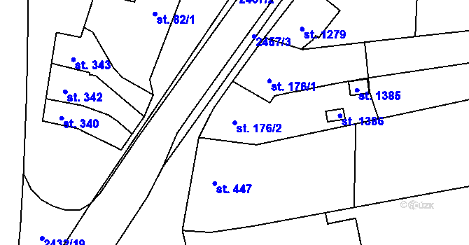 Parcela st. 176/2 v KÚ Tlumačov na Moravě, Katastrální mapa
