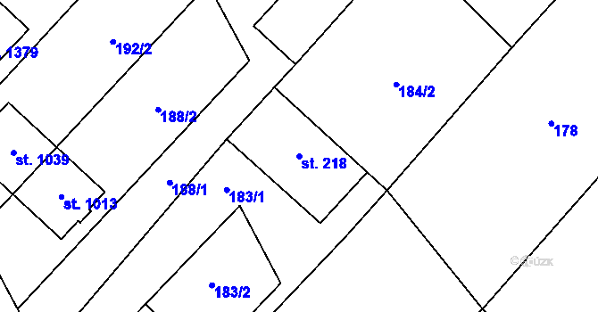 Parcela st. 218 v KÚ Tlumačov na Moravě, Katastrální mapa