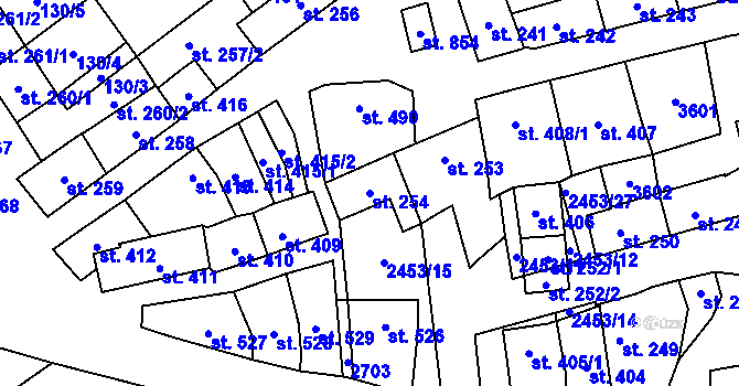 Parcela st. 254 v KÚ Tlumačov na Moravě, Katastrální mapa