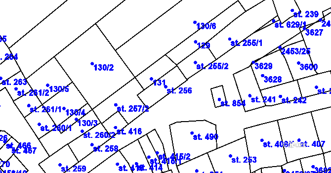 Parcela st. 256 v KÚ Tlumačov na Moravě, Katastrální mapa