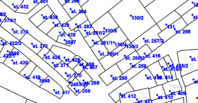 Parcela st. 260/1 v KÚ Tlumačov na Moravě, Katastrální mapa