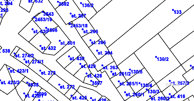 Parcela st. 264 v KÚ Tlumačov na Moravě, Katastrální mapa