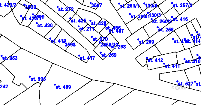 Parcela st. 269 v KÚ Tlumačov na Moravě, Katastrální mapa