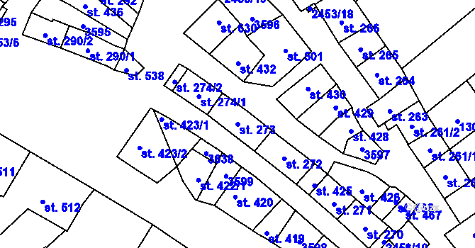 Parcela st. 273 v KÚ Tlumačov na Moravě, Katastrální mapa