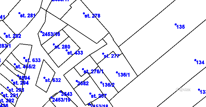 Parcela st. 277 v KÚ Tlumačov na Moravě, Katastrální mapa