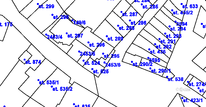 Parcela st. 295 v KÚ Tlumačov na Moravě, Katastrální mapa