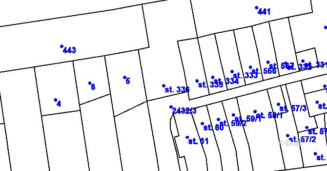 Parcela st. 336 v KÚ Tlumačov na Moravě, Katastrální mapa