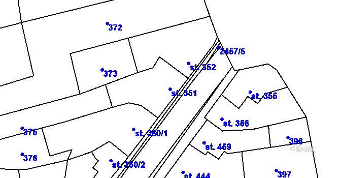 Parcela st. 351 v KÚ Tlumačov na Moravě, Katastrální mapa