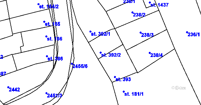 Parcela st. 392/2 v KÚ Tlumačov na Moravě, Katastrální mapa