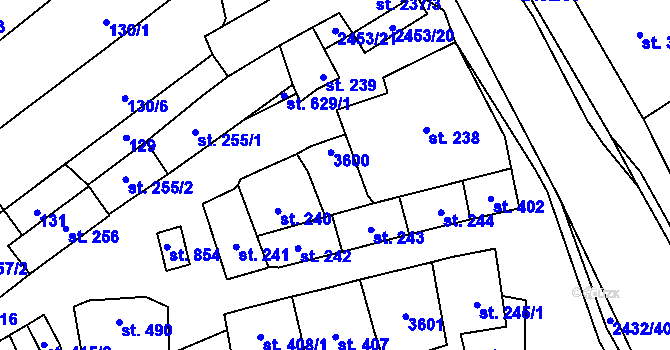 Parcela st. 401 v KÚ Tlumačov na Moravě, Katastrální mapa