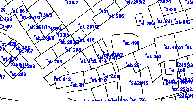 Parcela st. 415/1 v KÚ Tlumačov na Moravě, Katastrální mapa