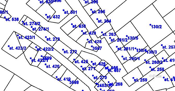 Parcela st. 427 v KÚ Tlumačov na Moravě, Katastrální mapa