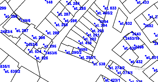 Parcela st. 436 v KÚ Tlumačov na Moravě, Katastrální mapa