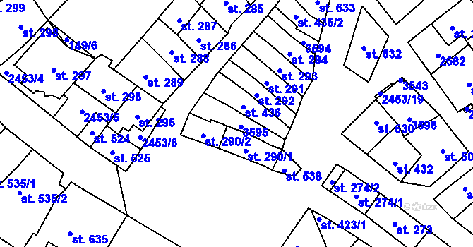 Parcela st. 437 v KÚ Tlumačov na Moravě, Katastrální mapa