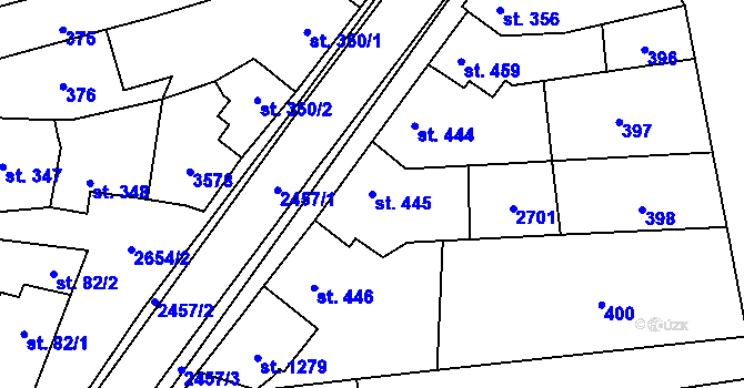 Parcela st. 445 v KÚ Tlumačov na Moravě, Katastrální mapa