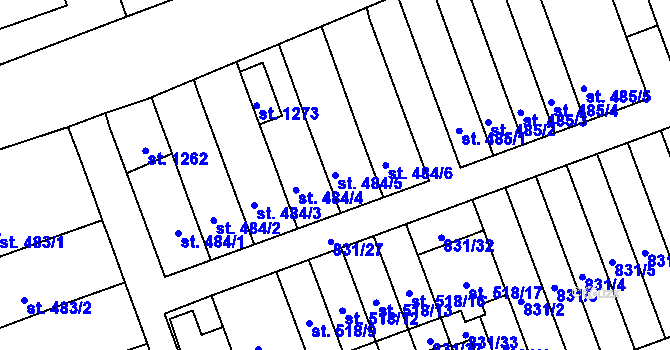 Parcela st. 484/5 v KÚ Tlumačov na Moravě, Katastrální mapa
