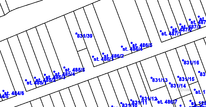 Parcela st. 486/2 v KÚ Tlumačov na Moravě, Katastrální mapa