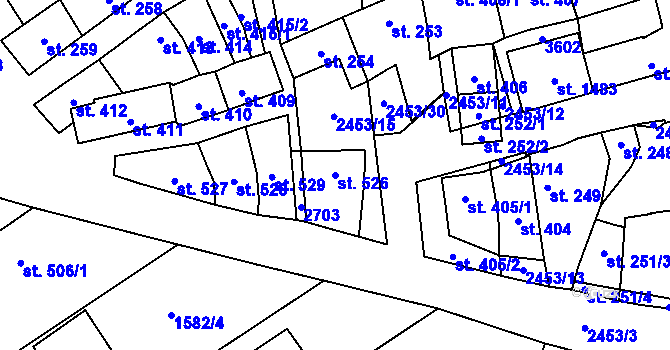 Parcela st. 526 v KÚ Tlumačov na Moravě, Katastrální mapa