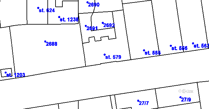 Parcela st. 579 v KÚ Tlumačov na Moravě, Katastrální mapa