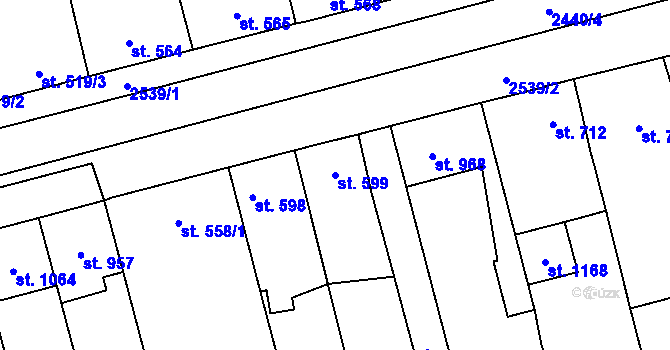 Parcela st. 599 v KÚ Tlumačov na Moravě, Katastrální mapa