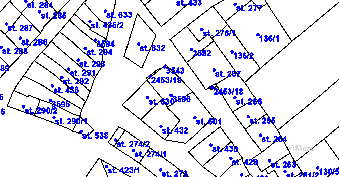 Parcela st. 631 v KÚ Tlumačov na Moravě, Katastrální mapa