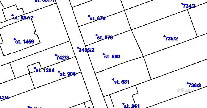 Parcela st. 680 v KÚ Tlumačov na Moravě, Katastrální mapa