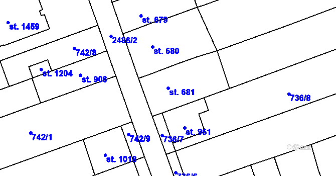 Parcela st. 681 v KÚ Tlumačov na Moravě, Katastrální mapa