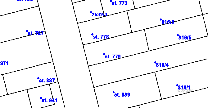 Parcela st. 779 v KÚ Tlumačov na Moravě, Katastrální mapa