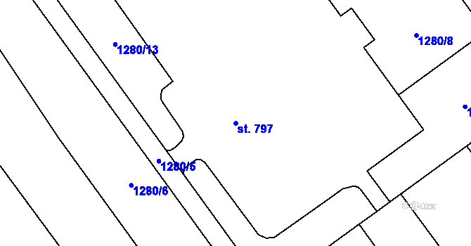 Parcela st. 797 v KÚ Tlumačov na Moravě, Katastrální mapa