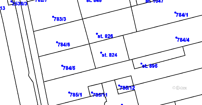 Parcela st. 824 v KÚ Tlumačov na Moravě, Katastrální mapa