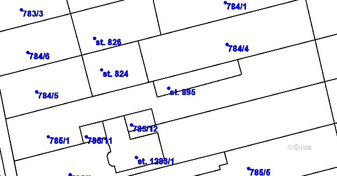 Parcela st. 895 v KÚ Tlumačov na Moravě, Katastrální mapa