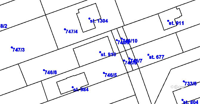 Parcela st. 910 v KÚ Tlumačov na Moravě, Katastrální mapa