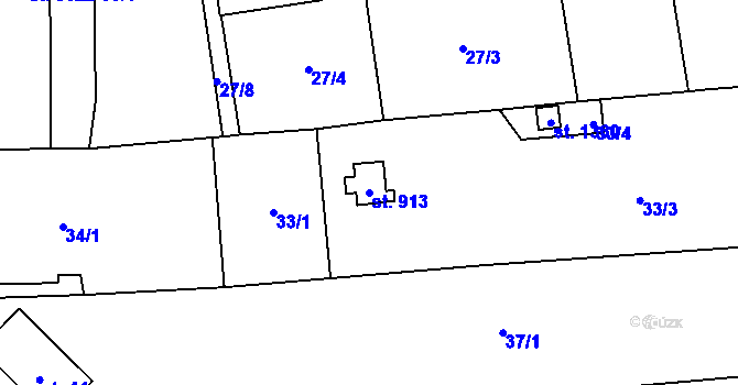 Parcela st. 913 v KÚ Tlumačov na Moravě, Katastrální mapa