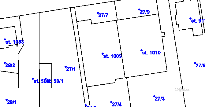 Parcela st. 1009 v KÚ Tlumačov na Moravě, Katastrální mapa