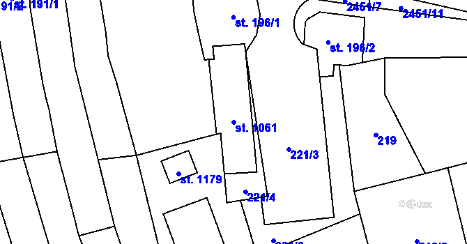 Parcela st. 1061 v KÚ Tlumačov na Moravě, Katastrální mapa