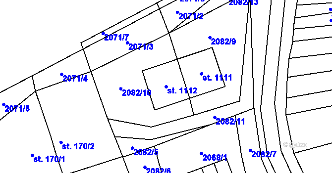 Parcela st. 1112 v KÚ Tlumačov na Moravě, Katastrální mapa