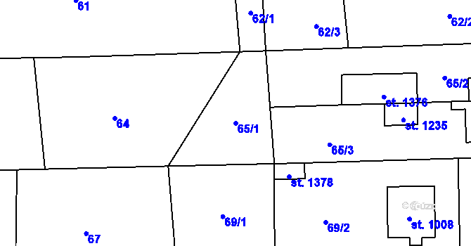 Parcela st. 65/1 v KÚ Tlumačov na Moravě, Katastrální mapa
