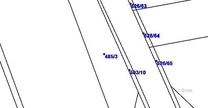 Parcela st. 485/3 v KÚ Tlumačov na Moravě, Katastrální mapa