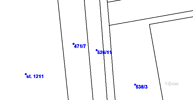 Parcela st. 526/11 v KÚ Tlumačov na Moravě, Katastrální mapa